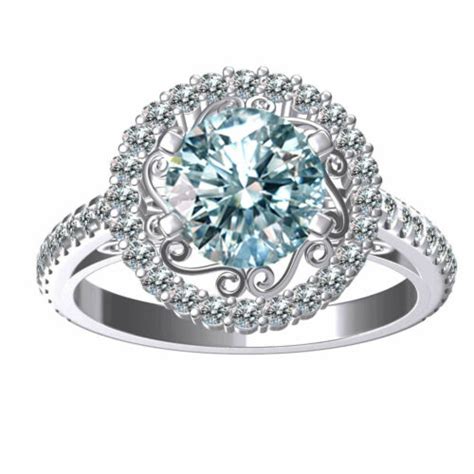 3 55 Ct Vvs1 Ice Blue White Round Moissanite Diamond Engagement Silver