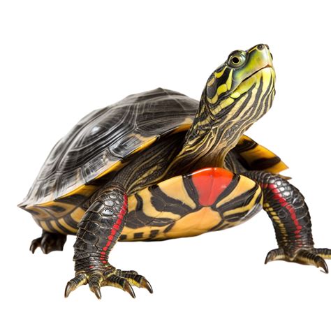 Red Eared Brazilian Slider Turtle Trachemys Scripta Isolated Turtle