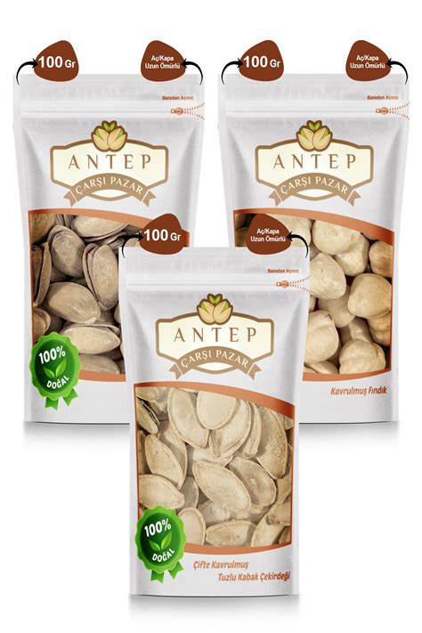 Antep Çarşı Pazar Antep Fıstığı 100 Gr Kavrulmuş Fındık 100 Gr