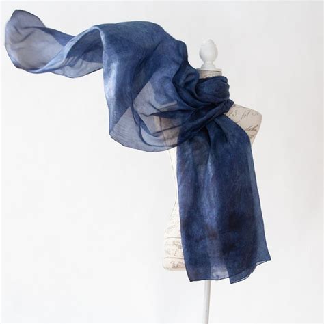 Blue Silk Scarf - Etsy