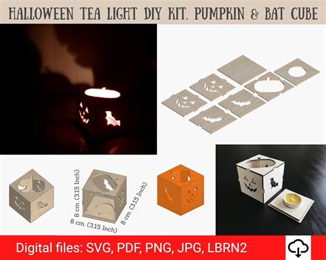 Spooky Tea Light Halloween Tea Light Diy Kit Pumpkin And Bat Cube