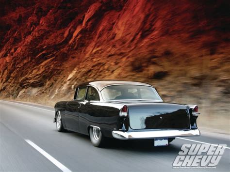 1955 Chevrolet 210 Sedan Two Door Hotrod Streetrod Hot Rod Street Black Usa