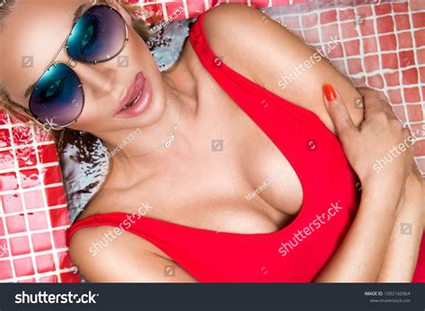 Sexy Model Sunglasses Red Bikini On Stock Photo Shutterstock