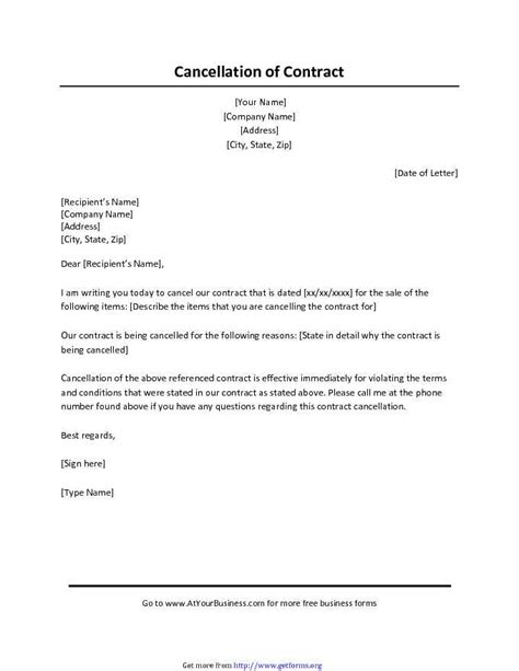 Contract Cancellation Letter Download Termination Letter For Free Pdf