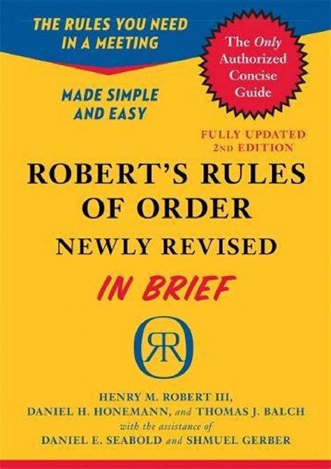 PDF: Robert's Rules of Order Newly Revised In Brief, 2nd edition ...