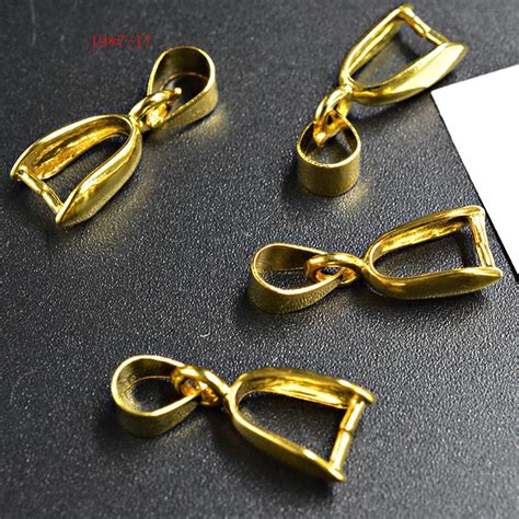 FLTMRH 8pcs 19 7mm Gold Pendant Clips Pendant Clasps Pinch Clips