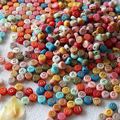 Joishop Pcs Colorful Letter Beads A Z Acrylic Round Alphabet Beads