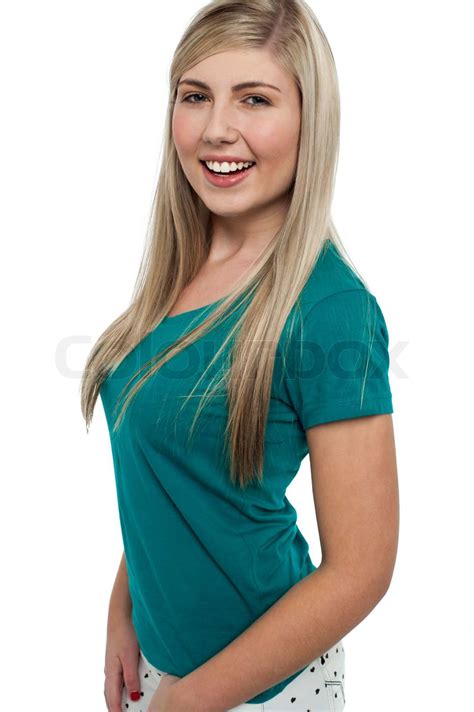 Pretty Teen Blonde Gekleidet In Casuals Stock Bild Colourbox