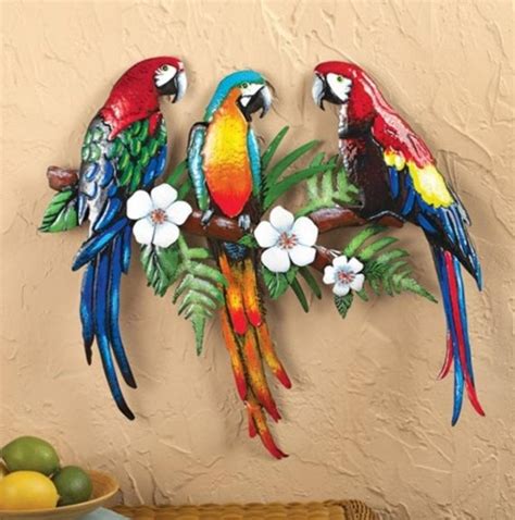 Handpainted Tropical Parrot Wall Art Etsy