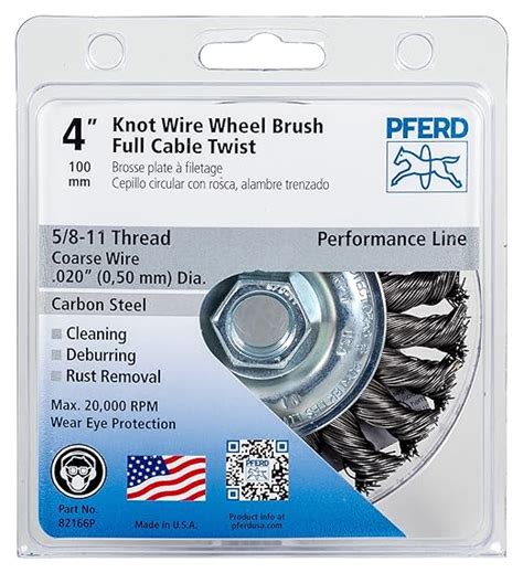 Pferd 82166p Full Cable Twist Knot Wheel Brush Carbon Steel Wire 4 Diameter 58 11 Thread 0