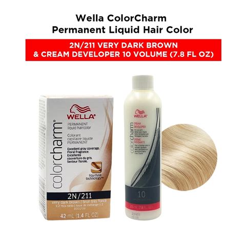 Wella Colorcharm Permanent Liquid Hair Color Toner 1 4 Oz 2n 211 Very Dark Brown And Cream