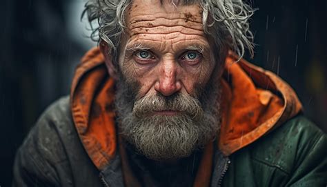 Premium AI Image | homeless person emotional editorial portrait photography