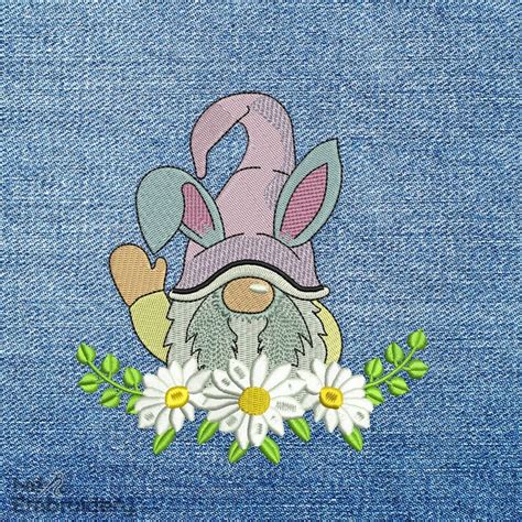 Easter Wreath Gnome Embroidery Design Easter Embroidery Etsy