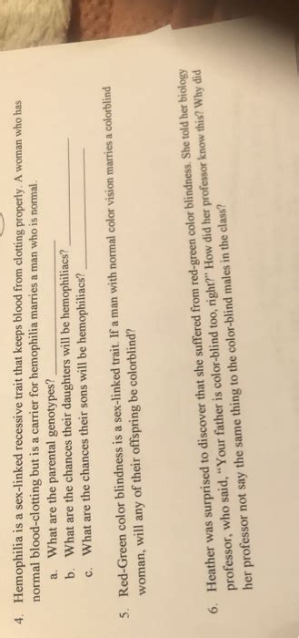 Solved Hemophilia Is A Sex Linked Recessive Trait That Chegg