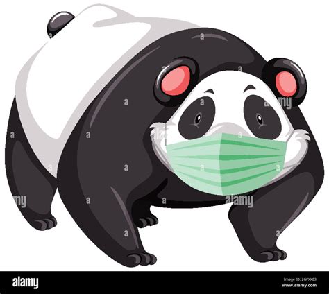 panda cartoon character wearing mask stock vector image art alamy