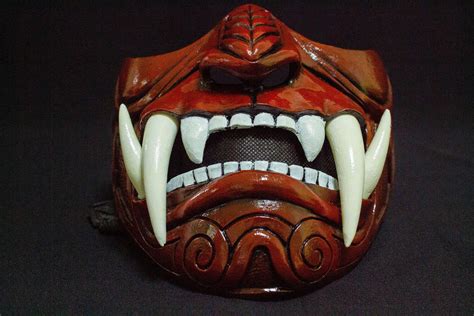 Half Face Red Demon Assassin Ronin Samurai Mask Cool Baddass