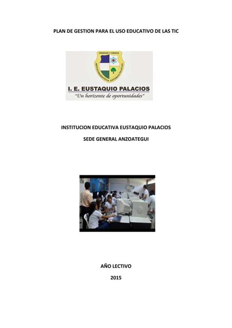 Plan De Gestion Para El Uso Educativo De Las Tic Anzoategui Pdf