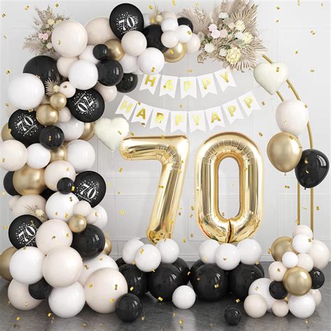 70th Birthday Decorations Black Gold Sand White70th Birthday Balloon Arch Garland