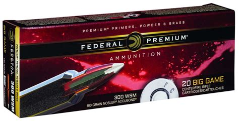 Federal P300wsma1 Premium 300 Wsm 180 Gr Nosler Accubond Ab 20 Bx 10