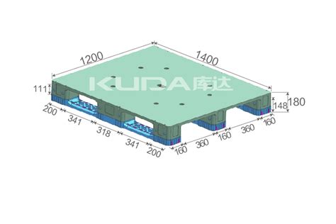 1412b平板川字（置钢管）塑料托盘江苏库达塑业科技有限公司