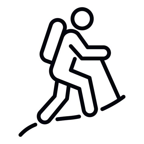 Hiking Man Icon Outline Style Vector Art At Vecteezy