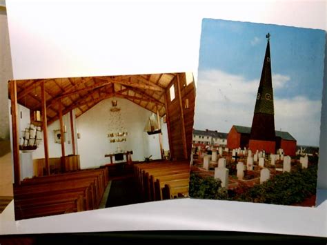 Helgoland Inselkirche X Alte Ansichtskarte Postkarte Farbig Gel