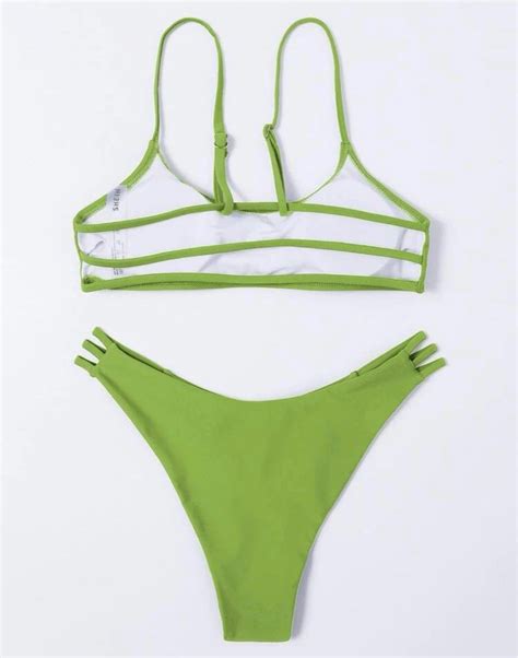 2 Pc Lime Green Bikini Women S Fashion Swimwear Bikinis Swimsuits On Carousell