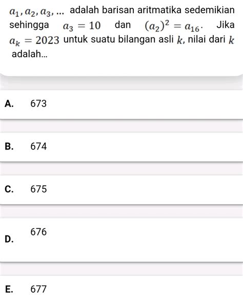 A1 A2 A3 Adalah Barisan Aritmatika Sedemikian StudyX