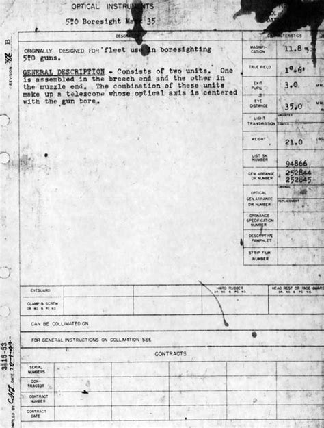 Optical Instruments Data Sheets