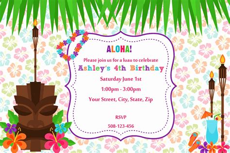 51 Hawaiian theme Party Invitations Printable | Ufreeonline Template