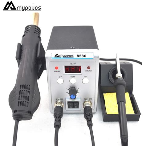 MYPOVOS 8586 750W Soldering Iron Soldering Station Hot Air Adjustable Digital Display Rework