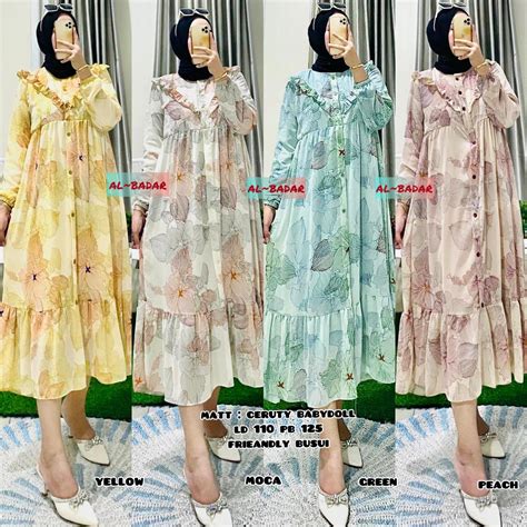 Jual Midi Dress Motif Bungamidi Ceruty Babydollmidi Rempel V Mix