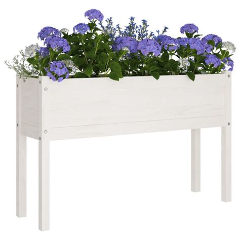 MiCasa Italia Fioriere Da Giardino 2 Pz Bianche 110x31x70 Cm In Legno