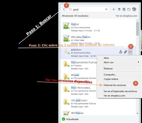 Cómo restaurar a una versión anterior un documento en Dropbox Lo
