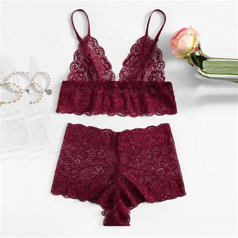 Buy Women Sexy Floral Lace Longline Lingerie Set 2019 Autumn Red Women Bra