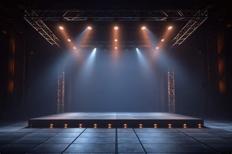 Premium Photo Stage With Spotlight Empty Stage With Lighting