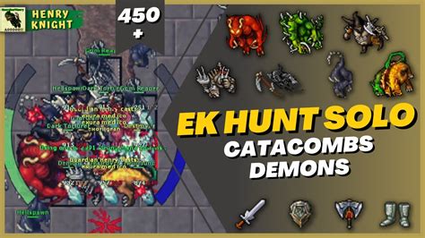 TIBIA EK HUNT SOLO 28 CATACOMBS DEMONS ORAMOND YouTube