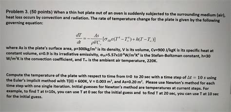 Solved Problem 3 50 Points When A Thin Hot Plate Out Of Chegg