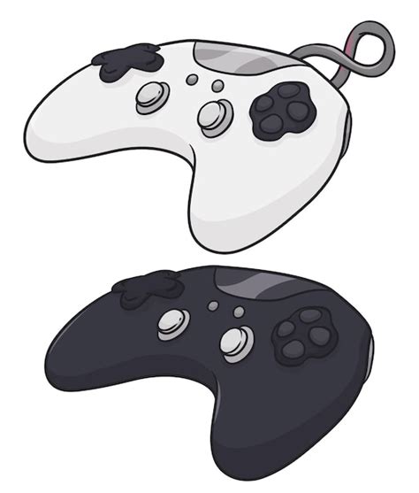 Premium Vector Video Game Controllers One White With Connection Cord