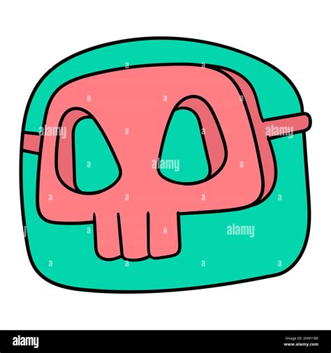 Red Skull Masked Monster Head Vector Illustration Carton Emoticon