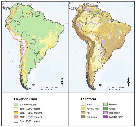 Map Of South America Landforms | Cities And Towns Map