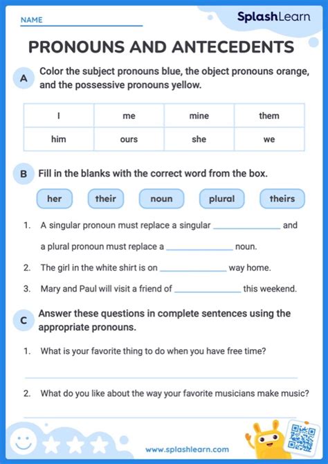 Pronoun And Antecedent Worksheet Pdf