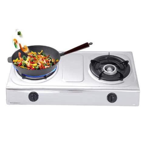 portable double wok burner cooker lpg gas hose home camping picnic ...