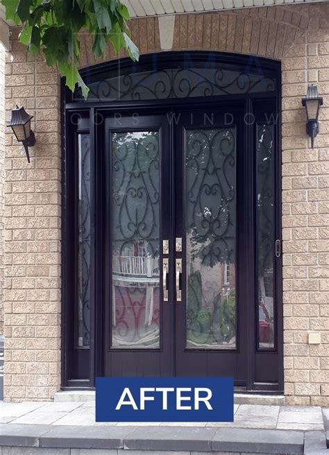 Single Charcoal Grey Entry Door With Sidelites Installation In Toronto