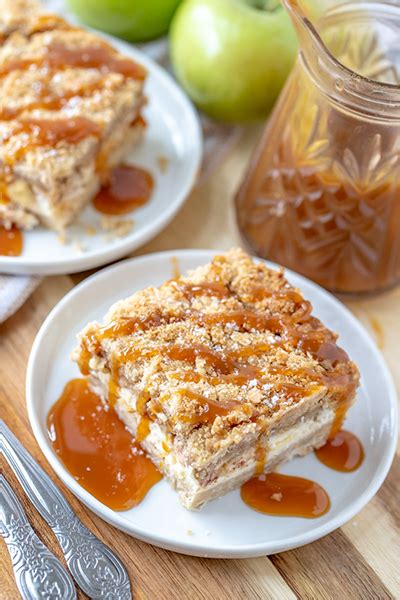 Salted Caramel Apple Cheesecake Bars Wishes And Dishes