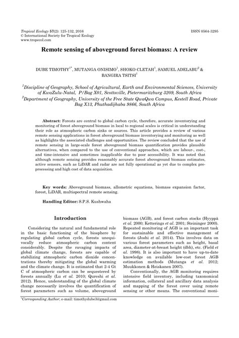 (PDF) Remote sensing of aboveground forest biomass: A review