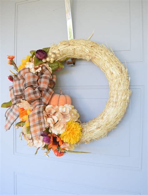 Autumn Straw Wreath Fall Wreath Pumpkin Rustic Wreath Etsy