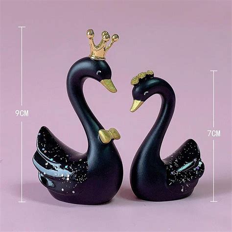 Buy TOG Resin Swan Statue Figurines Sculpture Cake Dashboard Decor