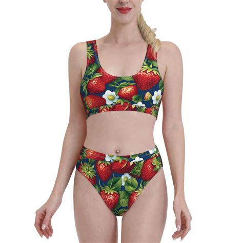 Lukts Women High Waisted Bikini Set Strawberry2 Swimsuit 2 Piece