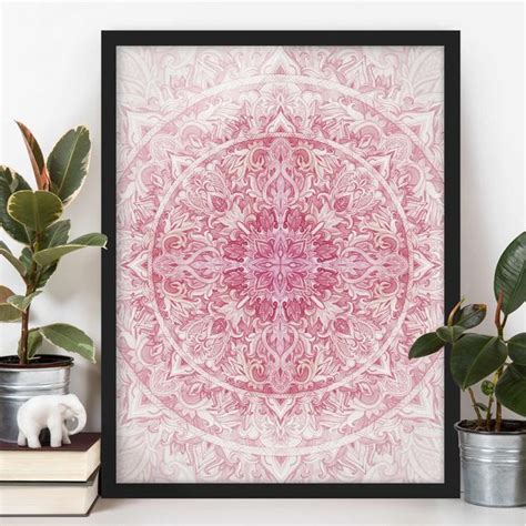 Mandala Aquarell Sonne Ornament Rosa Bild Mit Rahmen Im Hochformat